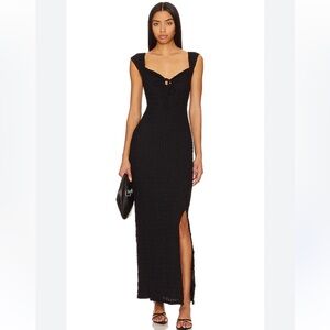 Free People Beach Eleni Bodycon Maxi Dress in Black SMALL